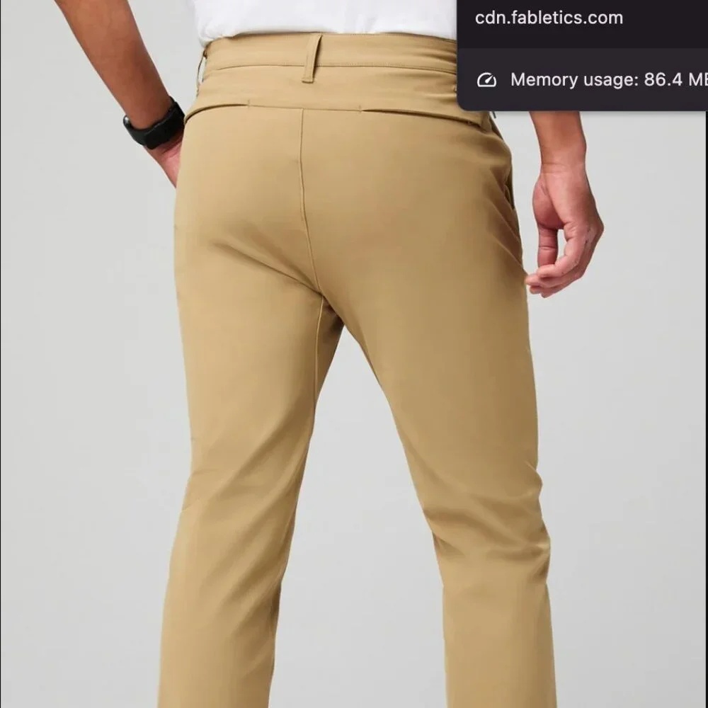 Fabletics The Don Trouser, Slim Fit, Dark Twill (Khaki), 30Wx30L, EUC